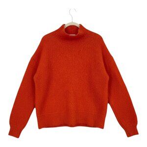 Free People Textured Knit Mock Neck Sweater Orange XS